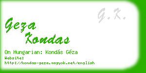 geza kondas business card