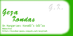 geza kondas business card